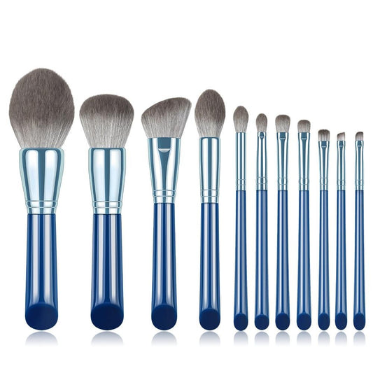 Ensemble de pinceaux de maquillage bleu exquis